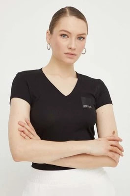 Zdjęcie produktu Armani Exchange t-shirt bawełniany damski kolor czarny 3DYT35 YJ3RZ