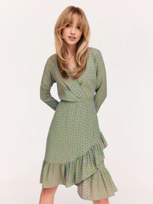 Zdjęcie produktu Asymetryczna sukienka w zielone kwiaty TARANKO