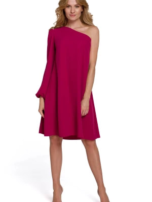 Zdjęcie produktu Asymetryczna sukienka na jedno ramię fioletowa Sukienki.shop