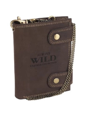 Zdjęcie produktu Atrakcyjny, skórzany portfel męski z mosiężnym łańcuchem — Always Wild