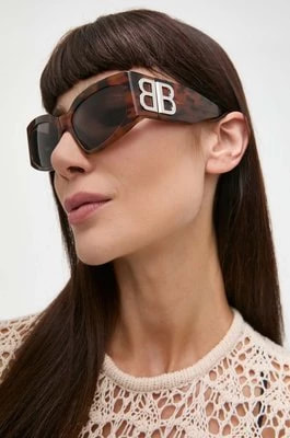 Zdjęcie produktu Balenciaga okulary przeciwsłoneczne damskie kolor brązowy BB0321S