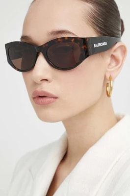 Zdjęcie produktu Balenciaga okulary przeciwsłoneczne damskie kolor brązowy BB0330SK