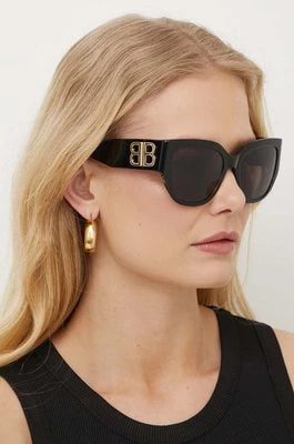 Zdjęcie produktu Balenciaga okulary przeciwsłoneczne damskie kolor czarny BB0323SK