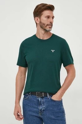Zdjęcie produktu Barbour t-shirt bawełniany kolor zielony gładki