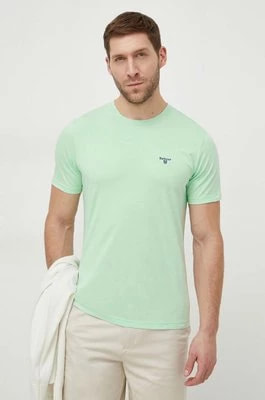 Zdjęcie produktu Barbour t-shirt bawełniany kolor zielony gładki