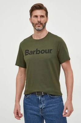 Zdjęcie produktu Barbour t-shirt bawełniany kolor zielony z nadrukiem