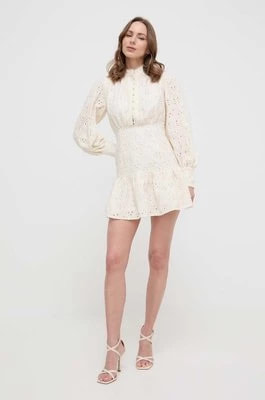 Zdjęcie produktu Bardot sukienka bawełniana kolor beżowy mini rozkloszowana