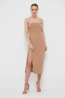 Zdjęcie produktu Bardot sukienka kolor beżowy midi dopasowana