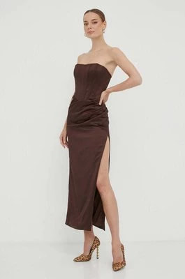Zdjęcie produktu Bardot sukienka kolor brązowy midi dopasowana