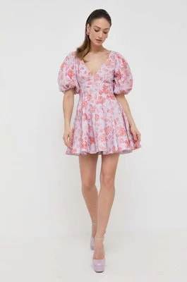 Zdjęcie produktu Bardot sukienka kolor fioletowy mini rozkloszowana