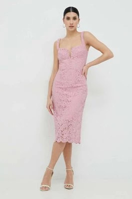 Zdjęcie produktu Bardot sukienka kolor różowy midi dopasowana