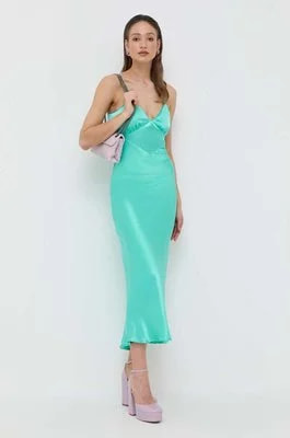 Zdjęcie produktu Bardot sukienka kolor zielony maxi prosta