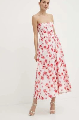 Zdjęcie produktu Bardot sukienka LOLA kolor różowy midi rozkloszowana 58164DB1