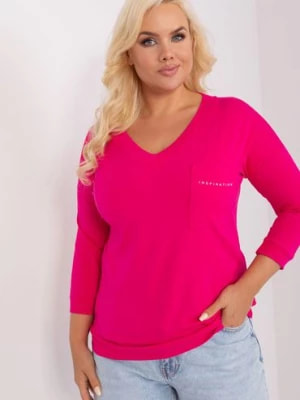 Zdjęcie produktu Bawełniana bluzka plus size fuksjowy RELEVANCE