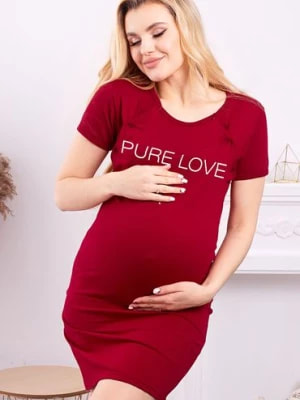 Zdjęcie produktu Bawełniana koszlula nocna dla kobiet w ciąży i karmiących - bordowa FORMOMMY