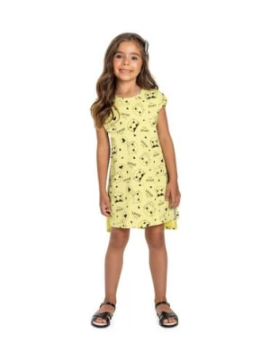 Zdjęcie produktu Bawełniana sukienka z krótkim rękawem - żółta w kotki Bee Loop