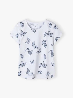 Zdjęcie produktu Bawełniany t-shirt dla dziewczynki biały w motyle Max & Mia by 5.10.15.