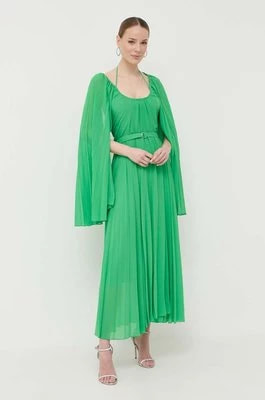 Zdjęcie produktu Beatrice B sukienka z domieszką jedwabiu kolor zielony maxi rozkloszowana