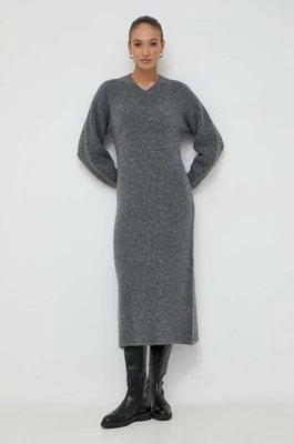 Zdjęcie produktu Beatrice B sukienka z domieszką wełny kolor szary maxi oversize