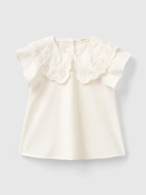 Zdjęcie produktu Benetton, Blouse With Embroidered Collar, size 82, Creamy White, Kids United Colors of Benetton