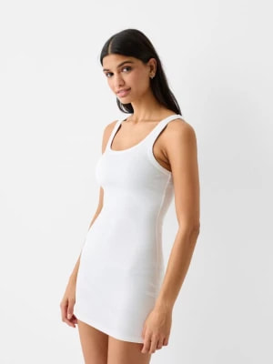 Zdjęcie produktu Bershka Sukienka Mini Z Ozdobną Lamówką Kobieta Biały Złamany