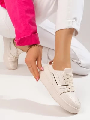 Zdjęcie produktu Beżowe sneakersy damskie na platformie Shelvt
