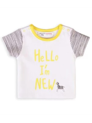 Zdjęcie produktu Biała koszulka bawełniana niemowlęca- Hello I'm new Minoti