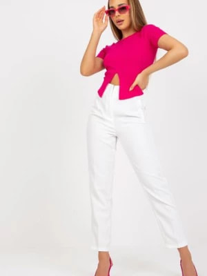 Zdjęcie produktu Białe eleganckie spodnie z materiału z wiskozą Xsapienza