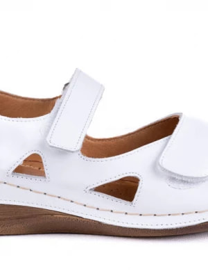 Zdjęcie produktu Białe sandały damskie komfortowe Łukbut skórzane Merg