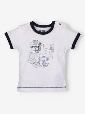 Zdjęcie produktu Biały t-shirt niemowlęcy z bawełny organicznej dla chłopca NINI