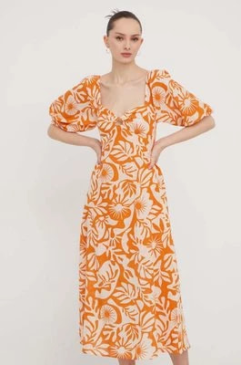 Zdjęcie produktu Billabong sukienka bawełniana Paradise kolor pomarańczowy midi rozkloszowana ABJWD00664