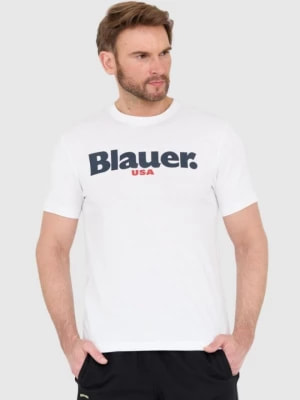 Zdjęcie produktu BLAUER Biały męski t-shirt z dużym logo Blauer USA