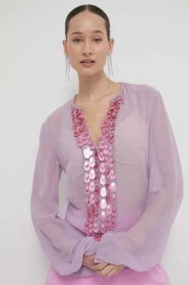 Zdjęcie produktu Blugirl Blumarine bluzka damska kolor fioletowy z aplikacją RA4137.T3854