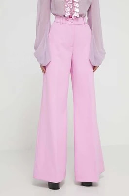 Zdjęcie produktu Blugirl Blumarine spodnie damskie kolor różowy szerokie high waist RA4129.T3191