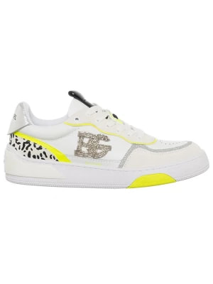 Zdjęcie produktu BLUGIRL by Blumarine Skórzane sneakersy "Wow" w kolorze biało-żółtym rozmiar: 36