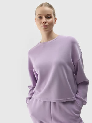 Zdjęcie produktu Bluza dresowa nierozpinana z dodatkiem modalu damska - fioletowa 4F