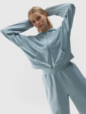 Zdjęcie produktu Bluza dresowa rozpinana z dodatkiem modalu damska - niebieska 4F