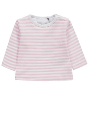 Zdjęcie produktu Bluzka dziewczęca z długim rękawem, bawełna organiczna, różowa, paski, Bellybutton