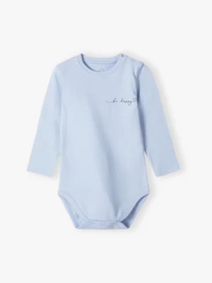 Zdjęcie produktu Body niemowlęce z długim rękawem - niebieskie z napisem Be Happy Family Concept by 5.10.15.