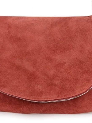Zdjęcie produktu Bordowa vera pelle zamszowa torebka skórzana listonoszka czerwony Merg
