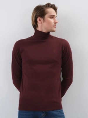Zdjęcie produktu Bordowy sweter męski z golfem OCHNIK