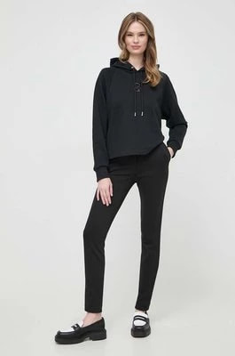 Zdjęcie produktu BOSS bluza bawełniana damska kolor czarny z kapturem z aplikacją 50516123