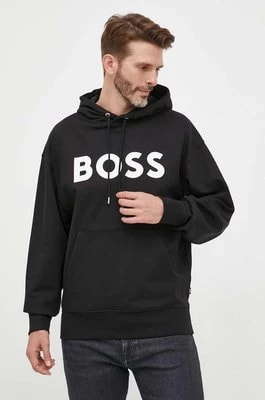 Zdjęcie produktu BOSS bluza bawełniana męska kolor czarny z kapturem z nadrukiem 50496661