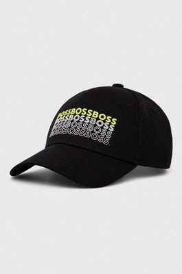 Zdjęcie produktu BOSS czapka z daszkiem bawełniana BOSS GREEN kolor czarny z nadrukiem