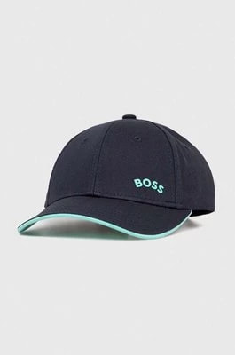 Zdjęcie produktu BOSS czapka z daszkiem bawełniana BOSS GREEN kolor granatowy z nadrukiem