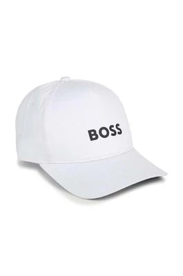Zdjęcie produktu BOSS czapka z daszkiem bawełniana dziecięca kolor biały z nadrukiem