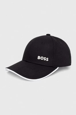 Zdjęcie produktu Boss Green czapka z daszkiem bawełniana kolor czarny gładka