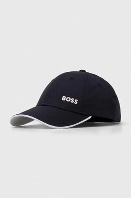 Zdjęcie produktu Boss Green czapka z daszkiem bawełniana kolor niebieski gładka