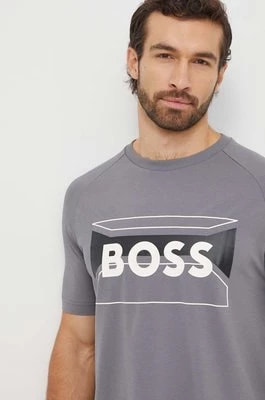 Zdjęcie produktu Boss Green t-shirt bawełniany męski kolor szary z nadrukiem