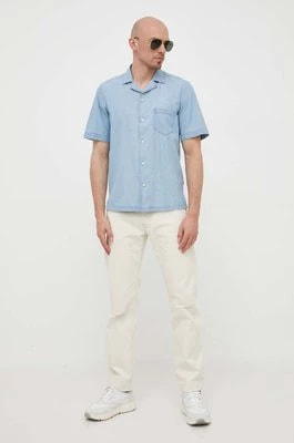 Zdjęcie produktu BOSS koszula bawełniana BOSS ORANGE męska kolor niebieski regular